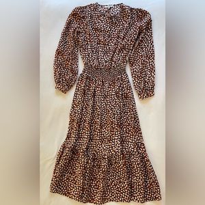 New silk dress, never worn.  Very slight white streak at rear bottom.